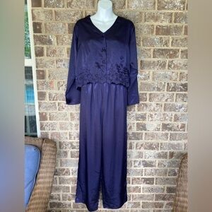 Victoria’s Secret gold label blue satin pajama set size petite Vintage